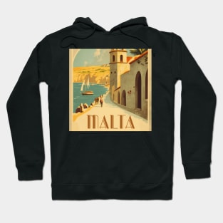 Malta Streetscape Vintage Travel Art Poster Hoodie